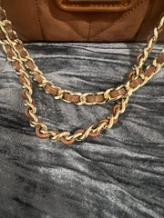 Karl Lagerfeld Luxury Suede Chain Shoulder Bag in Brown