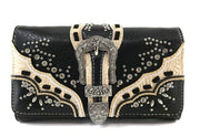 Studded Rhinestone Buckle Women Crossbody Wallet