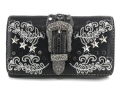 Embroidery Buckle Crossbody Wallet