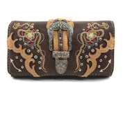 Daisy Floral Embroidery Buckle Wallet