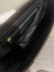 Karl Lagerfeld classic faux Croc-Embossed Leather Shoulder Bag in Dark Brown