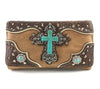 Turquoise Cross PuLeather Western Crossbody Wallet