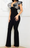 Sequin ruffle sleeve black jump