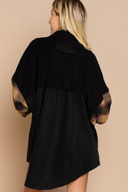 Long Sleeve With Plaid Detail Sleeve Shacket