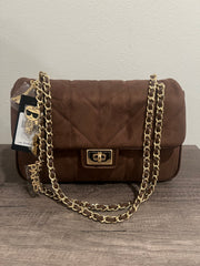 Karl Lagerfeld Quilted Chocolate Brown Chain Shoulder Bag