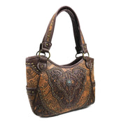 Women Western Floral Damask Medallion Large Handbag