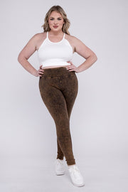 PLUS MINERAL WASHED WIDE WAISTBAND YOGA LEGGINGS