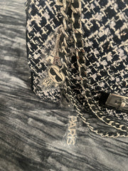 Black & White Tweed Chain Shoulder Bag by Karl Lagerfeld