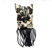 Crown Buckle Cow Print Floral Western Fringe Crossbody Bag
