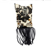 Crown Buckle Cow Print Floral Western Fringe Crossbody Bag