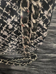 Black & White Tweed Chain Shoulder Bag by Karl Lagerfeld