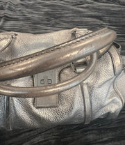 Celine Silver Leather Top-Handle Satchel