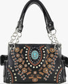 Turquoise Cross Gold Flower Women's Handbag Purse