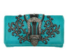 Classic Western Buckle Crossbody Trifold Wallet