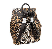 Leopard Print Western Leather Buckle Backpack