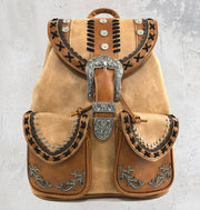 Western Leather Buckle Backpack