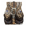 Leopard Print Western Leather Buckle Backpack