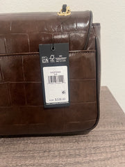 Karl Lagerfeld classic faux Croc-Embossed Leather Shoulder Bag in Dark Brown
