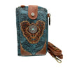 Women Western Floral Damask Medallion Crossbody Phone Wallet