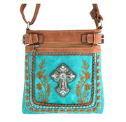 Cross Floral Embroidery Crossbody Purse