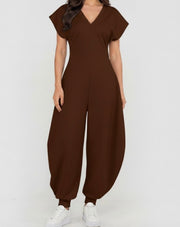 SOFT JUMPSUIT FEATURING A V-NECKLINE