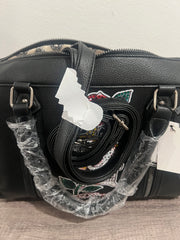 Ed Hardy Black Embellished Skull & Rose Satchel Bag w/ Strap