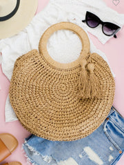 Straw Tassel O-Ring Tote