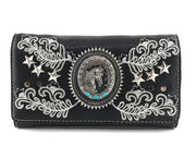 Horse Stars with Floral Embroidery Crossbody Wallet