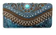 Bella Pu Leather Fringe Western Crossbody Wallet