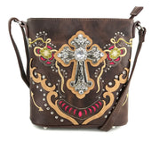 Daisy Floral Embroidery Cross Crossbody Purse