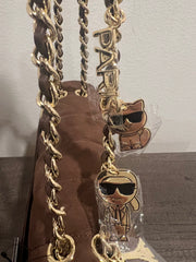 Karl Lagerfeld Quilted Chocolate Brown Chain Shoulder Bag