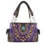Turquoise Cross Gold Flower Women's Handbag Purse