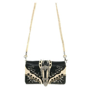 Studded Rhinestone Buckle Women Crossbody Wallet