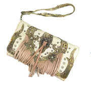 Lace Fringe Trifold Crossbody Wallet.