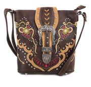 Daisy Floral Embroidery Buckle Crossbody Purse