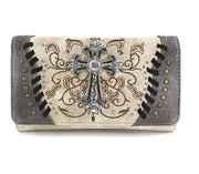 Floral Embroidery Cross Women's Wallet Clutch