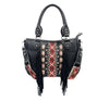 Aztec Tribal Print Fringe Western Handbag Purse with crossbody strap