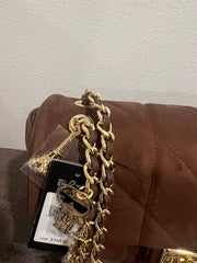 Karl Lagerfeld Quilted Chocolate Brown Chain Shoulder Bag