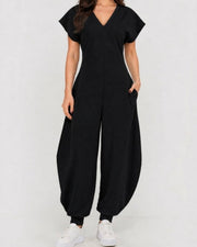 SOFT JUMPSUIT FEATURING A V-NECKLINE
