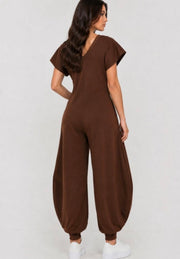 SOFT JUMPSUIT FEATURING A V-NECKLINE