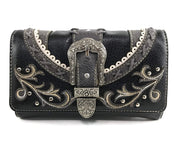Western Leather Buckle Crossbody Wallet!