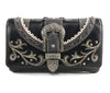 Western Leather Buckle Crossbody Wallet!