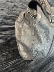 Celine Silver Leather Top-Handle Satchel