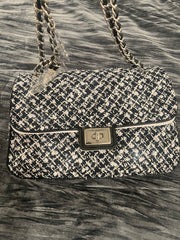 Black & White Tweed Chain Shoulder Bag by Karl Lagerfeld