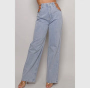 Y2K 90s Chic Chain Side Wide Leg Jeans