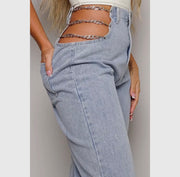 Y2K 90s Chic Chain Side Wide Leg Jeans