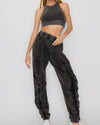 Mineral wash black crop top & ruched pant set