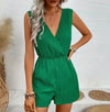 Sleeveless cross neck romper