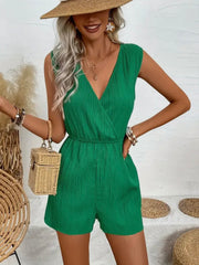 Sleeveless cross neck romper