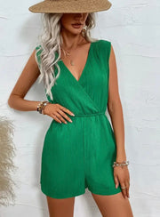 Sleeveless cross neck romper